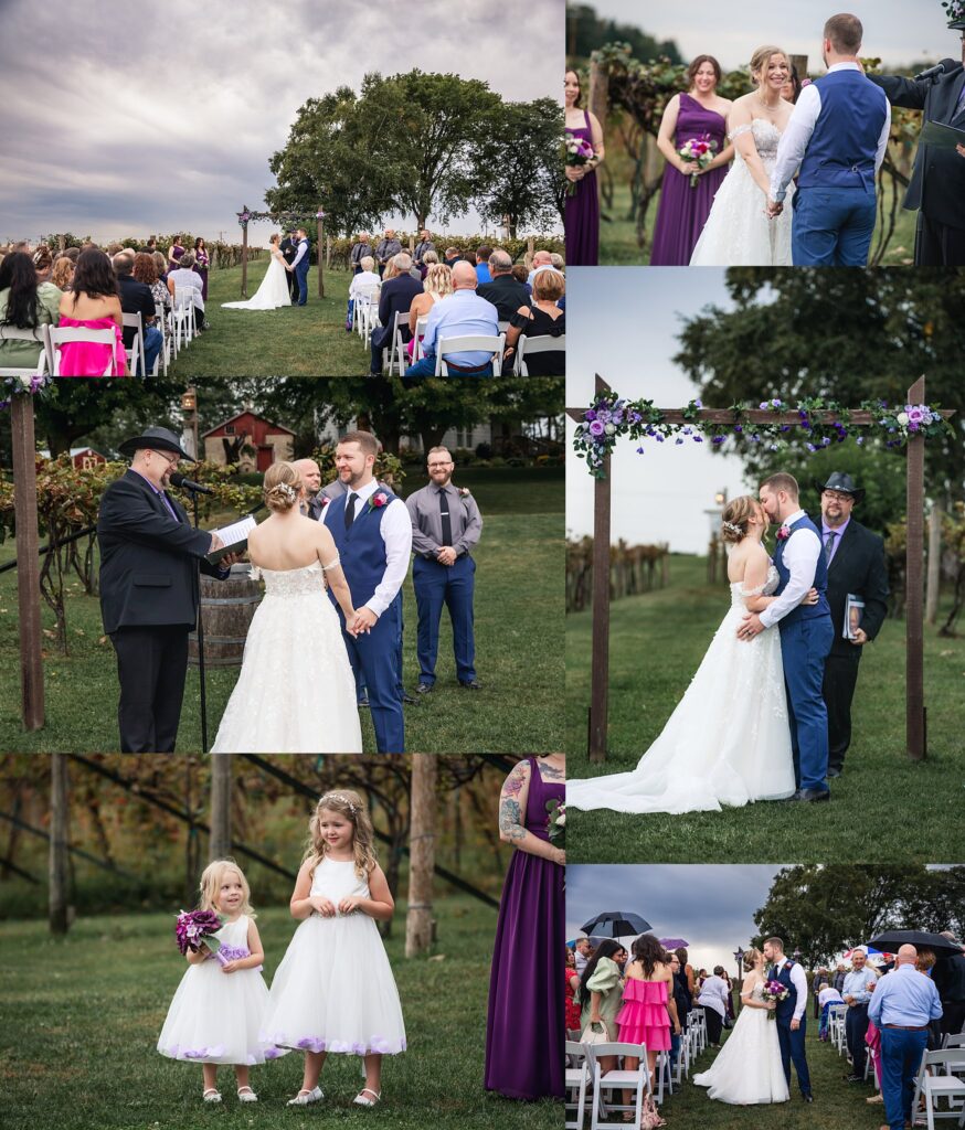 ide view of the wedding ceremony at Over the Vines 