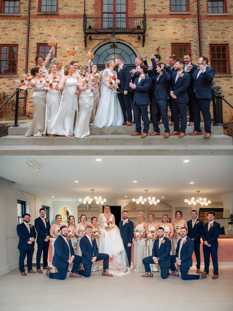 Wedding party sharing a toast before the ceremony